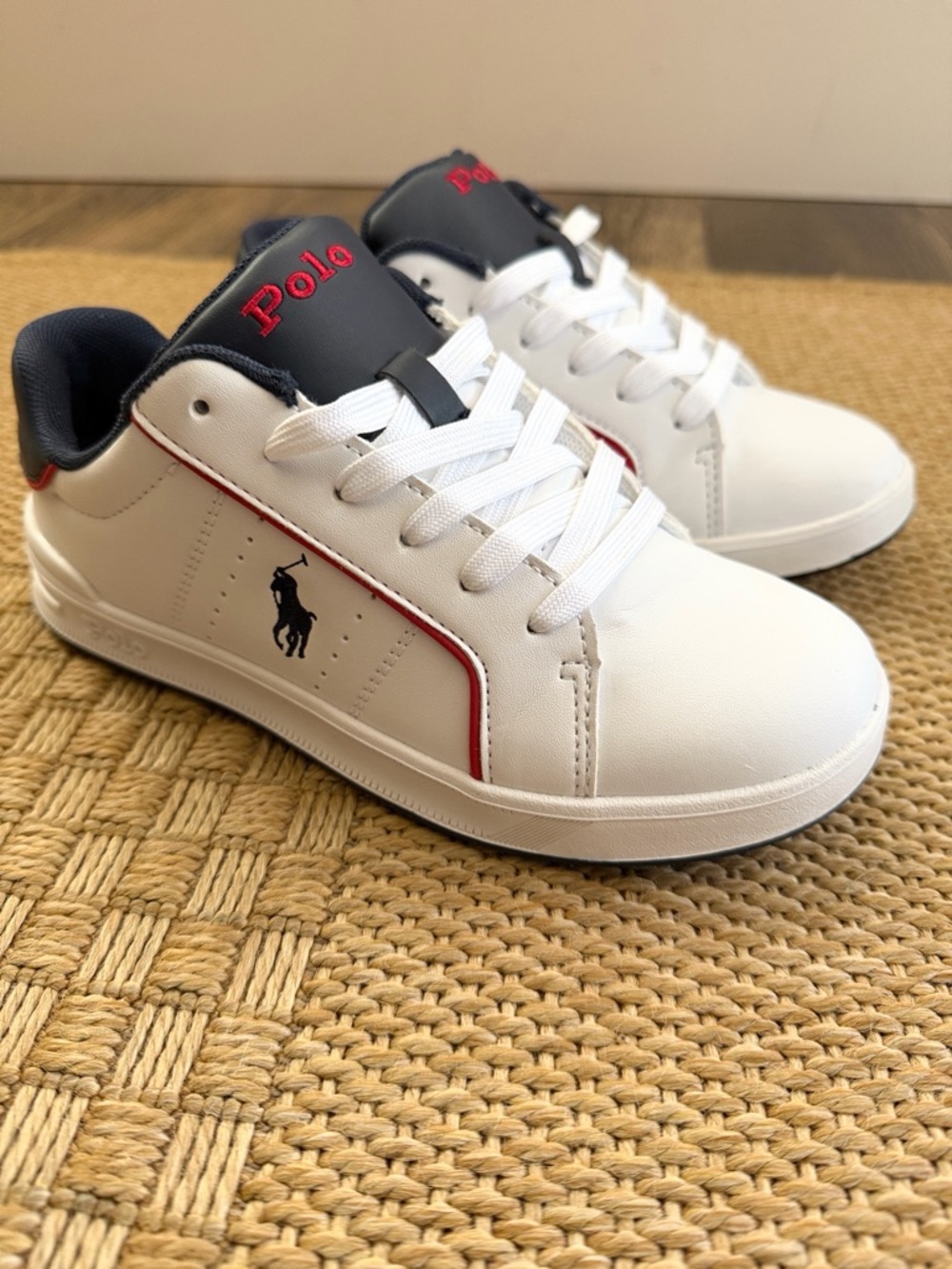 Polo Ralph Lauren Girls’ White/Navy Sneakers Heritage Court III—2 - Picture 2 of 13